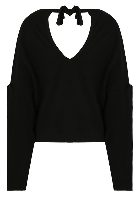 Black Pearl Detailed Back Tie Up Jumper