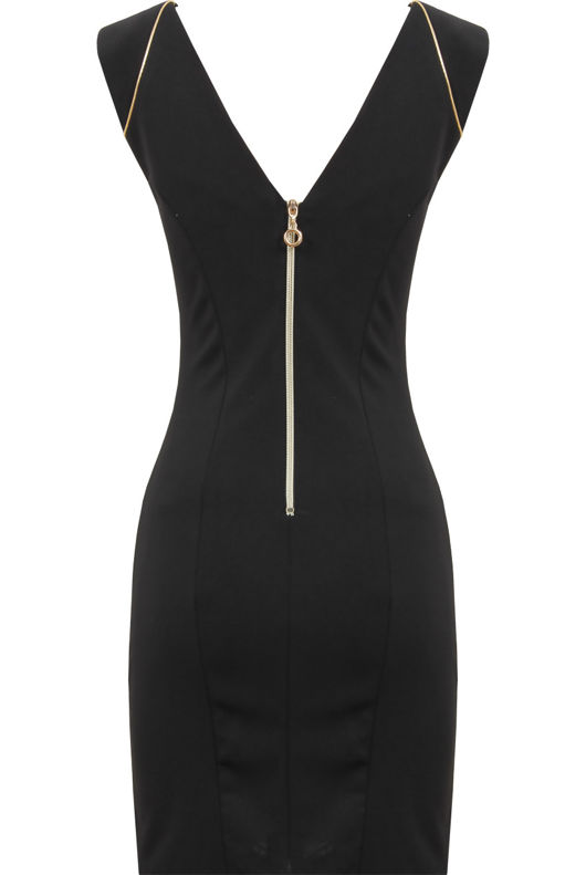 Black Bodycon Dress With Gold Trim