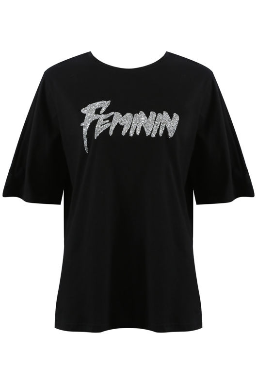 Black FEMININ Slogan Tee