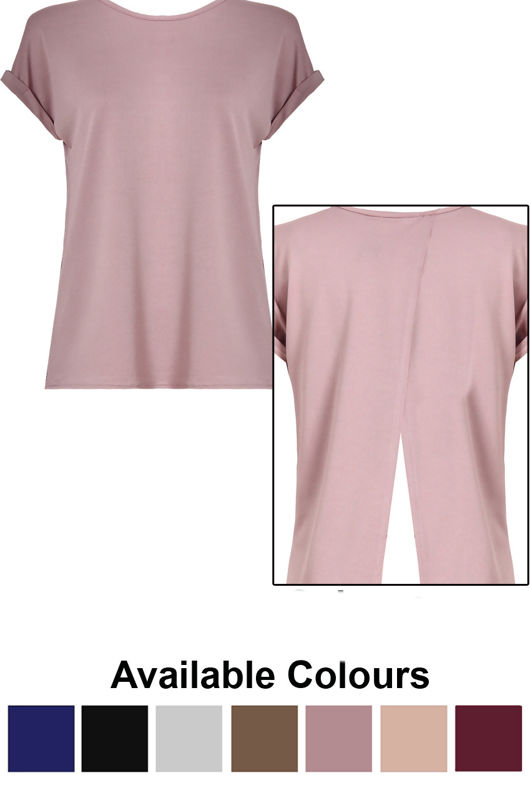 Coloured Split Back Short Sleeves Top