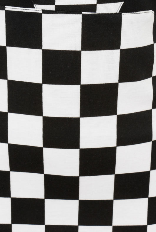 Black & White Checkered Front  Panel Sleeveless Dress