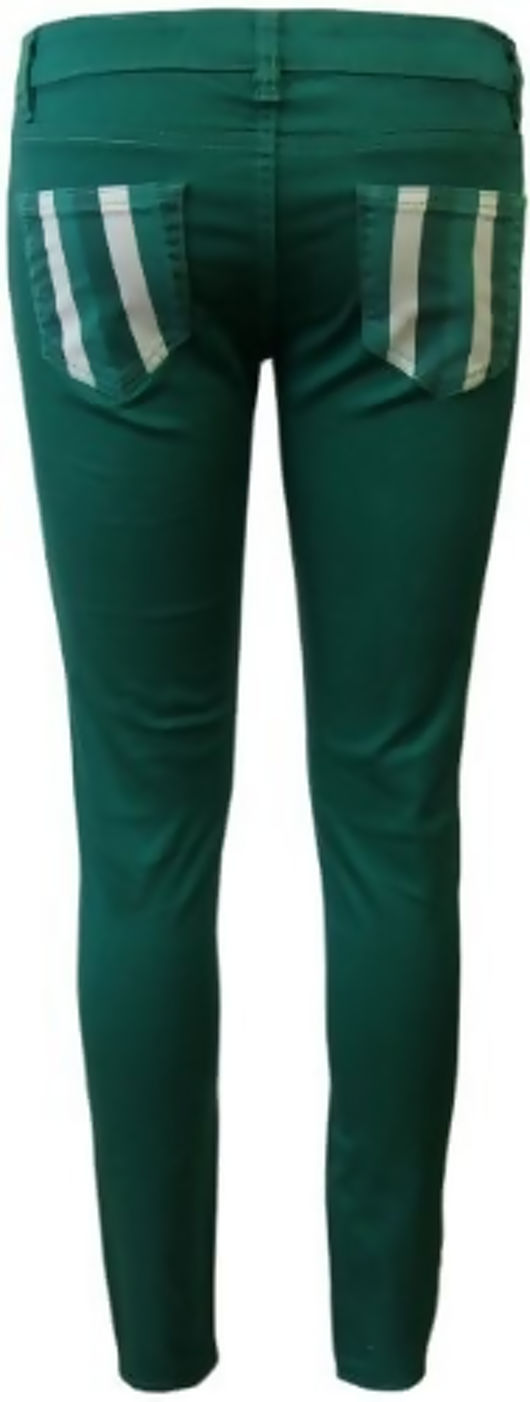 Green Striped Skinny Jeans  