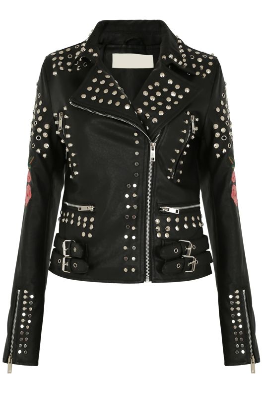 LA Lady Studs & Embroidered Biker Jacket