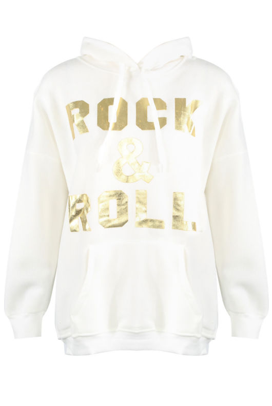 White Rock & Roll Foil Print Hoodie