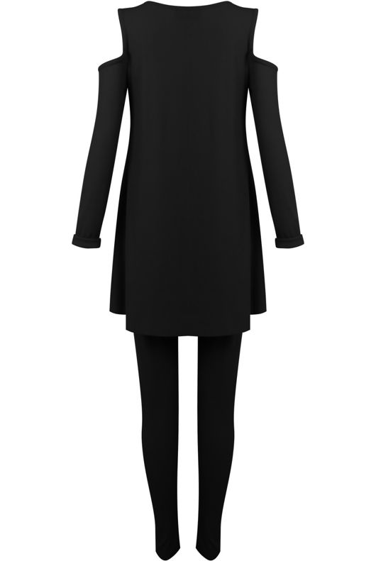 Black Knitted Cold Shoulder Loungwear