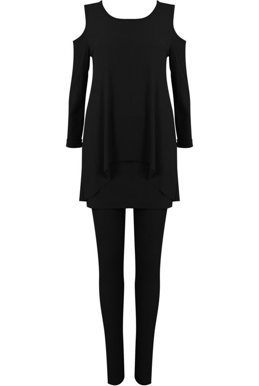 Black Knitted Cold Shoulder Loungwear