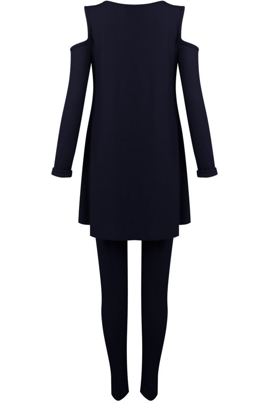 Navy Knitted Cold Shoulder Loungwear