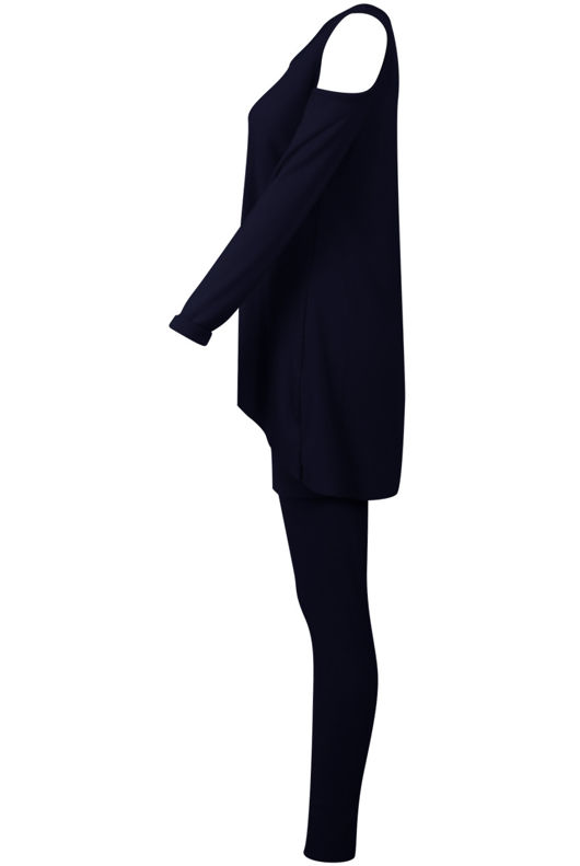 Navy Knitted Cold Shoulder Loungwear