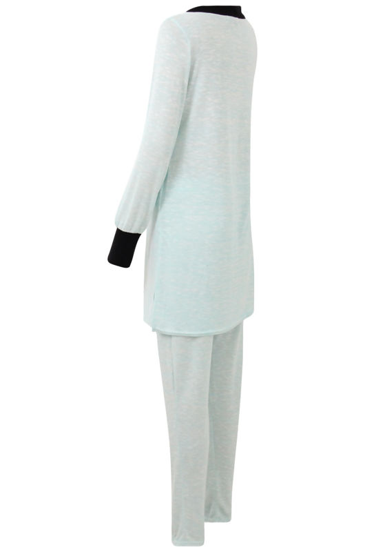 Blue Lightweight Tie Neck Tunic & Trouser Set