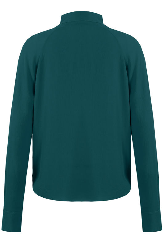 Green Zip Up High Neck Frilled Trim Tops