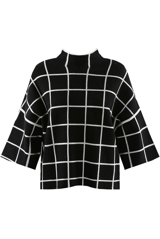 Black Over Sized Check Print Jumper