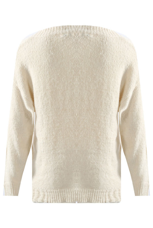 Beige Fins Trim Sweaters