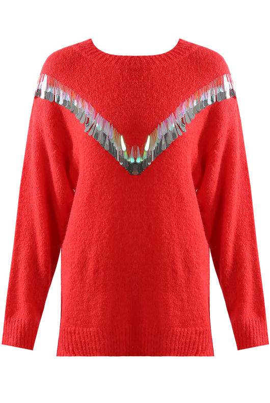 Red Fins Trim Sweaters