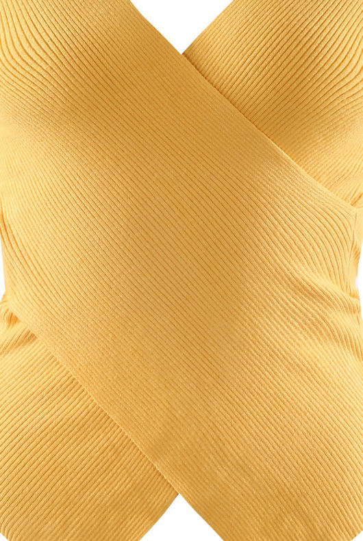 Yellow Ribbed Bandage Tops