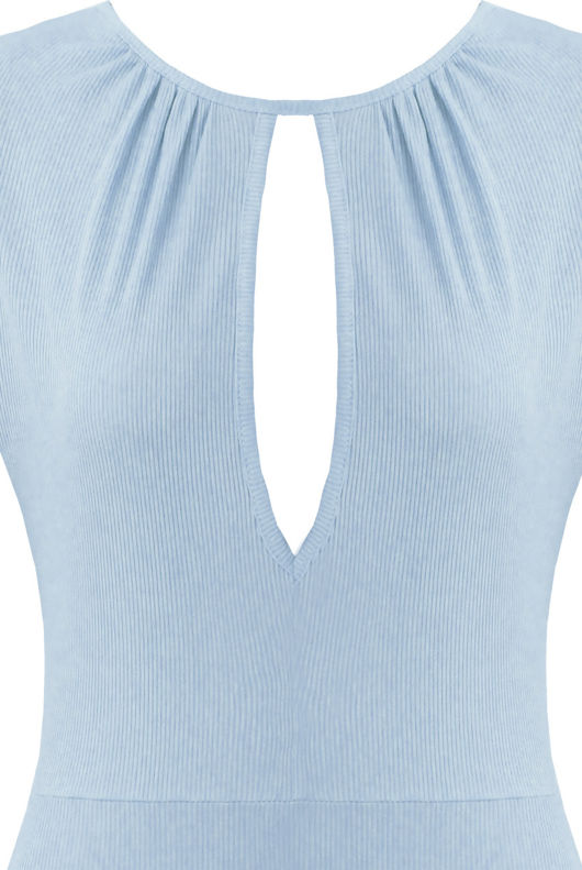 Sky Blue Key Hole Ribbed Bodysuit