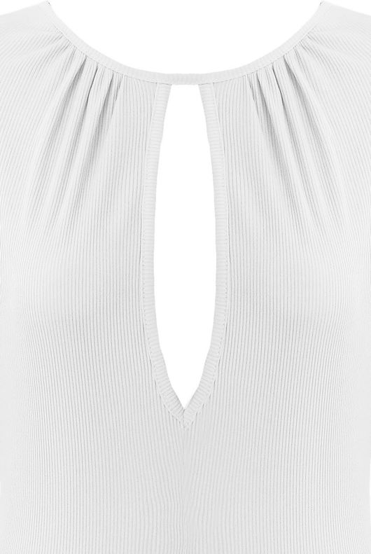 White Key Hole Ribbed Bodysuit