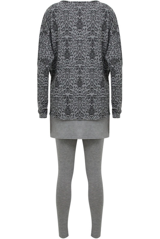 Grey Reptile Printed Pullover & Leggings Set