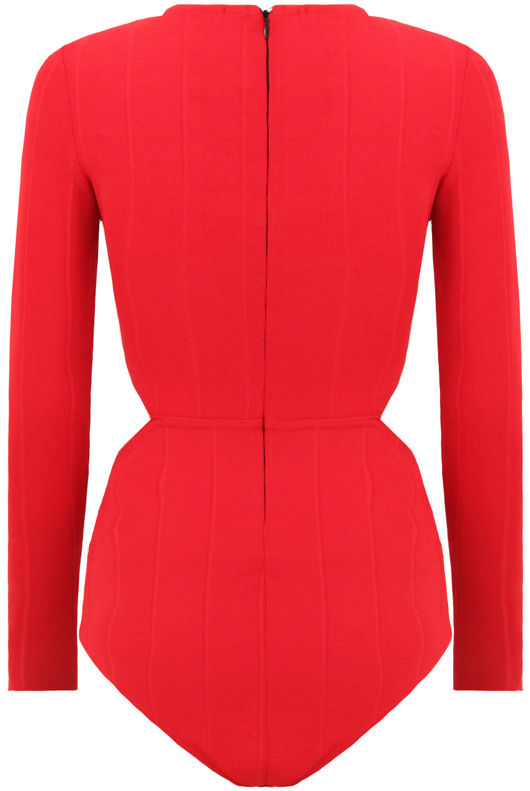 Red Cut Out Stretch Bodysuit
