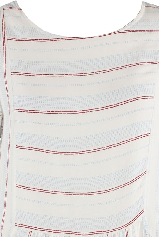Red Stripes Pleated Shift Dress