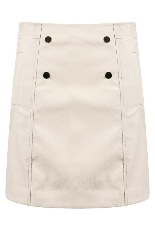 PU A-line Mini Skirt With Button Detail beige