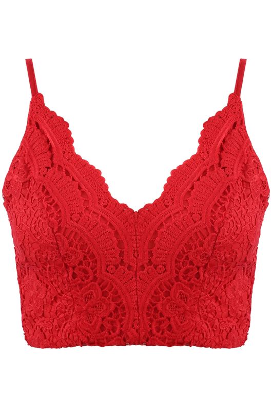 Red Scallop Edge Crochet Bralet