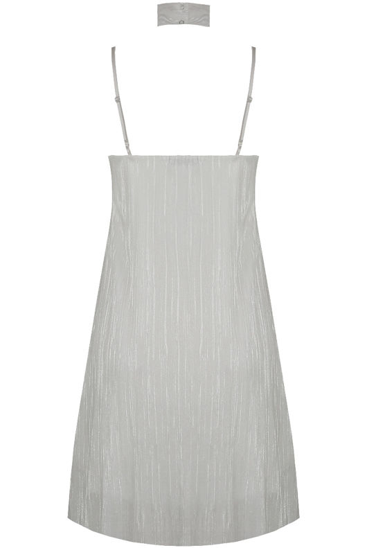 White Pleated Glitter Swing Dress with Matching Choker