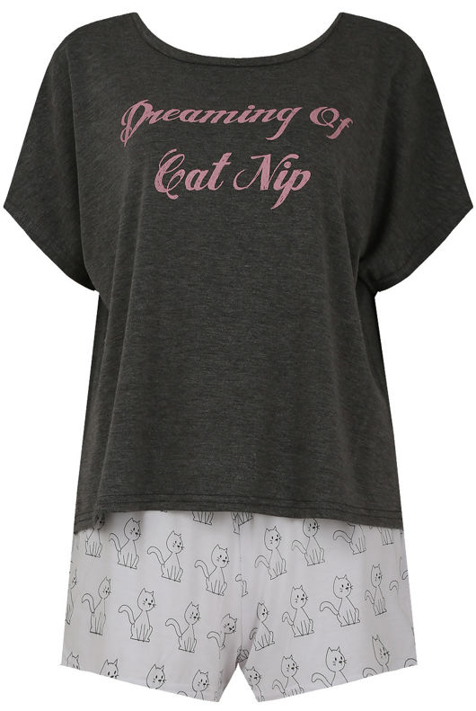 Dark Grey Tee & Short Pyjama Set