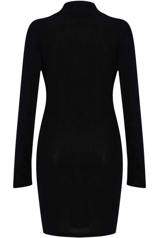 Black Lurex Choker Neck Bodycon Dress