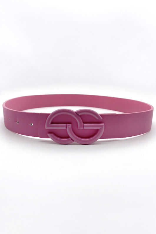 Fuchsia Interlocking G Belt Golden Buckle