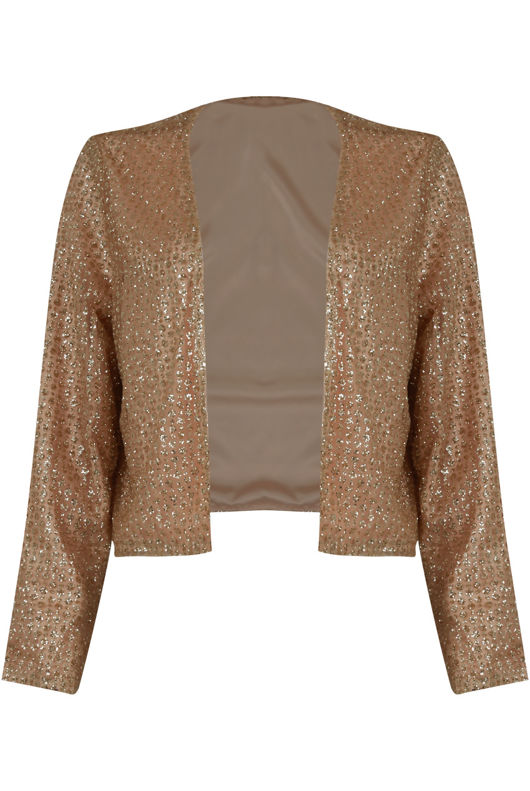 Gold Shimmer Sequin Cropped Jacket