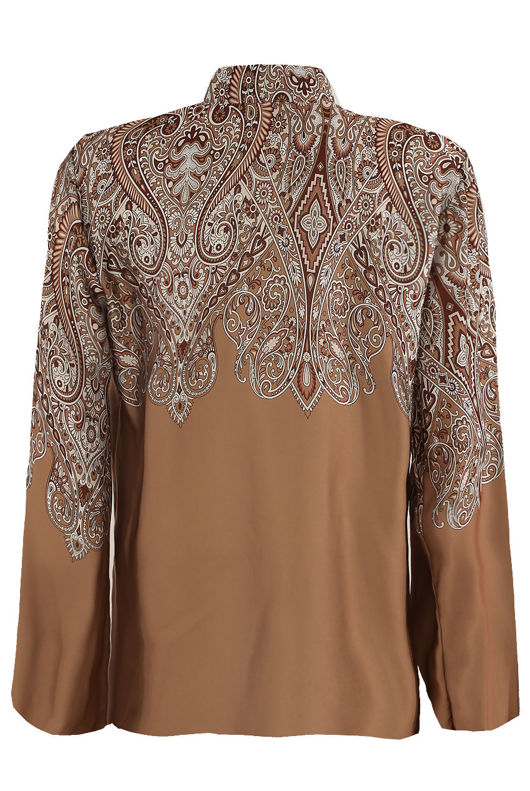 Camel  Paisley Shirt With Balloon Sleeve