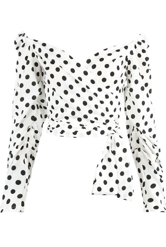 White Polka Dot Sweetheart Blouse