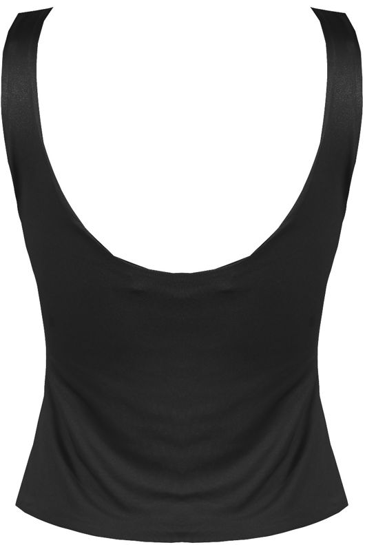 Black Square Neck Crop Tops