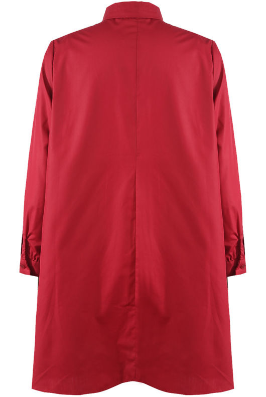 Wine Front Button Up Shirt Dress
