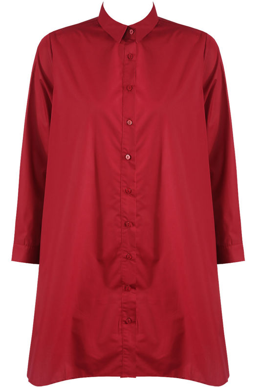 Wine Front Button Up Shirt Dress