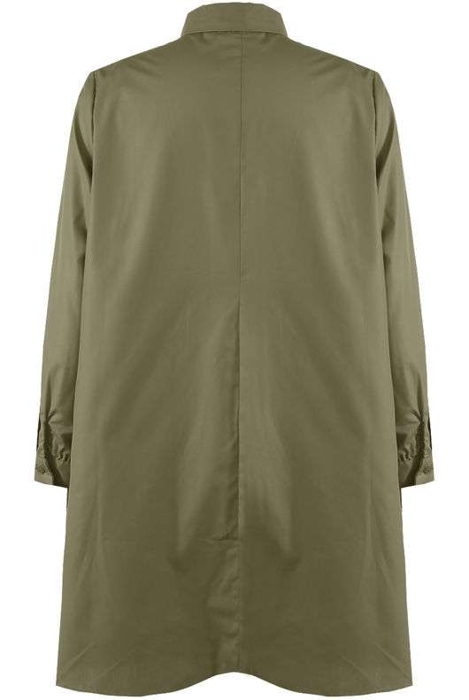 Khaki Front Button Up Shirt Dress