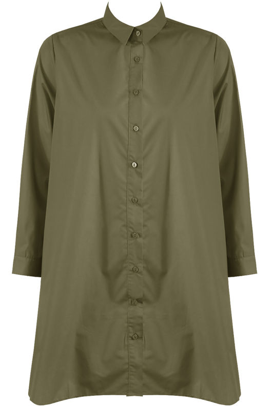 Khaki Front Button Up Shirt Dress