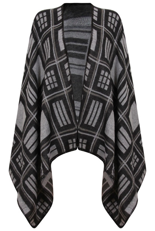 Grey Blocks Waterfall Cardigan