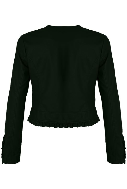 Green Faux Leather PU Cropped Jacket