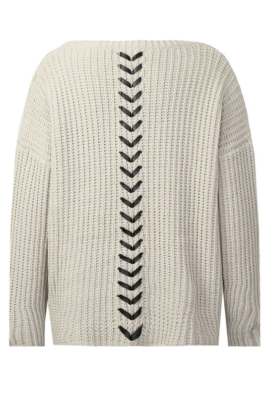 Cream PU Lace Chunky Knit Jumper