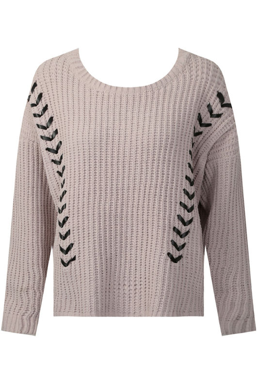 Light Pink PU Lace Chunky Knit Jumper