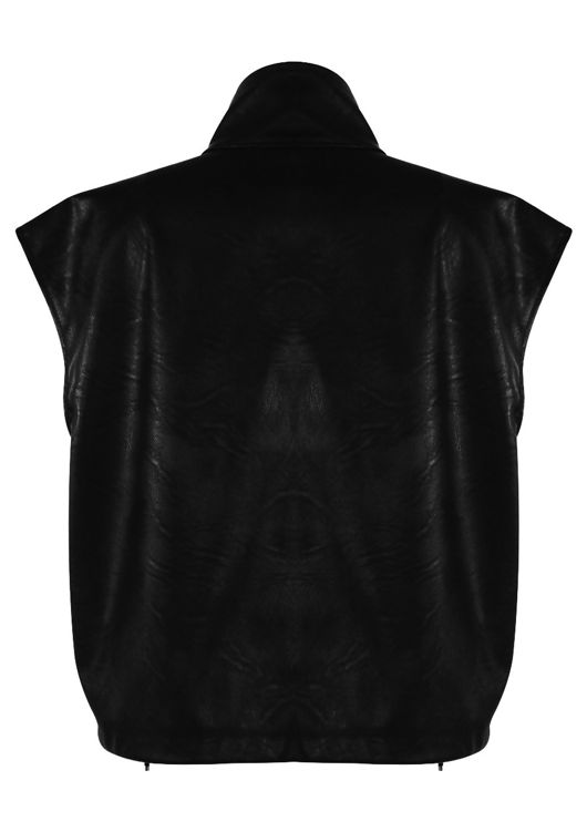 Black PU Cropped Gilet