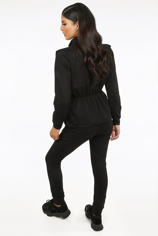Ruffle Zip Neck Loungewear