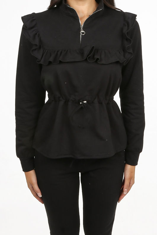 Ruffle Zip Neck Loungewear
