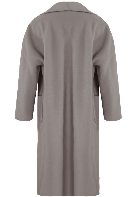 Grey Front Pocketed Longline Coat