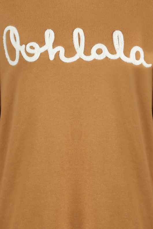 Camel Oohlala Slogan Ribbed Jumper