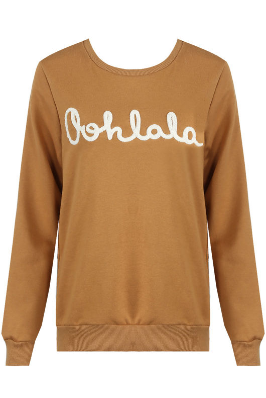 Camel Oohlala Slogan Ribbed Jumper