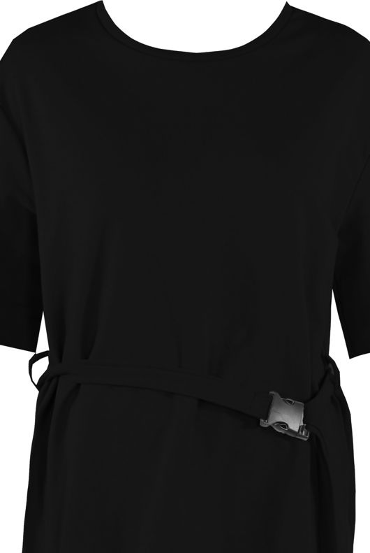 Black Nylon Belt T-Shirt With Cycling Short Set