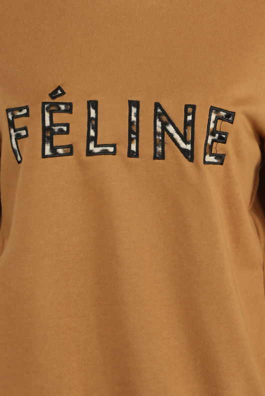 Camel FELINE Slogan Ribbed Jumper
