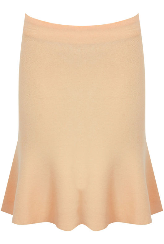 Peach Frill Trim Knee Skirt